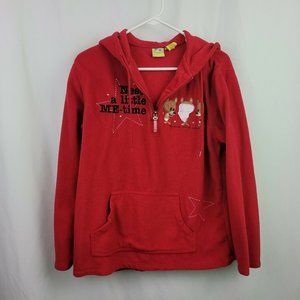 Jim Benton L Large Red Half Zip need a little me time fleece pullove jerry leigh